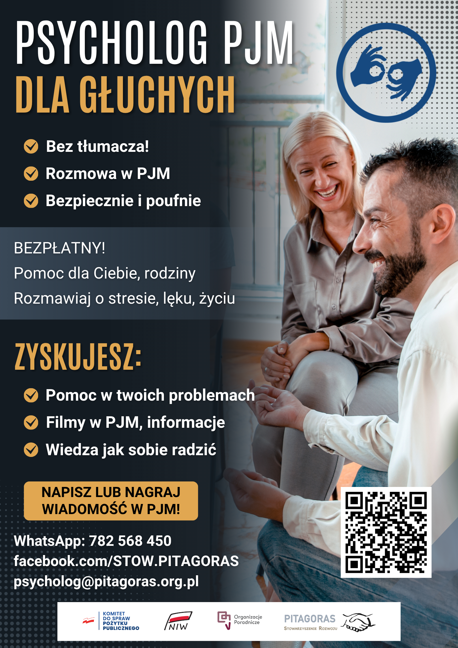 Ilustracja do informacji: Bezpłatna pomoc psychologiczna i poradnictwo dla osób niesłyszących.